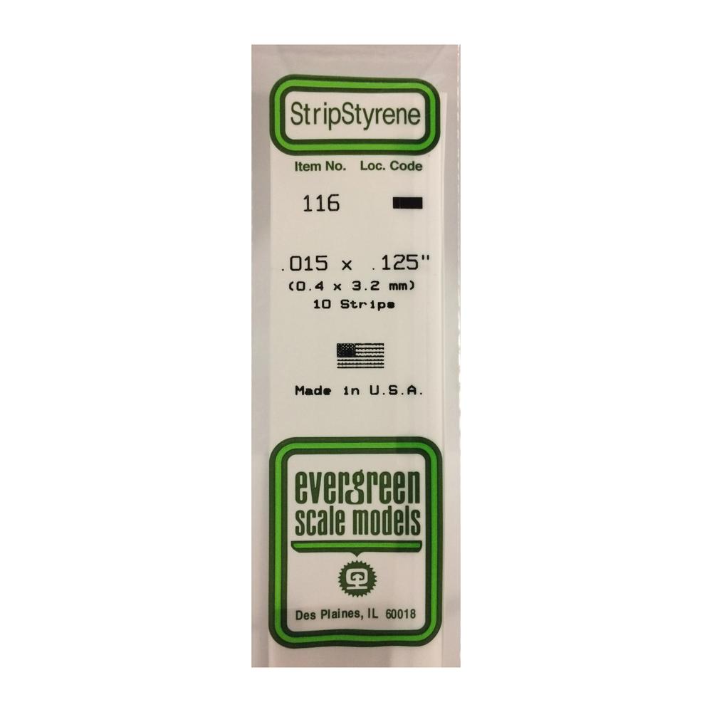 Evergreen StripStyrene Polystyrene Strips (Opaque White, .015/.125in)