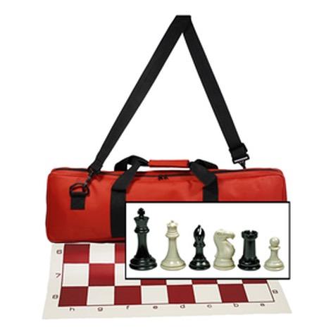 Deluxe Tournament Chess Set in a Red Canvas Bag